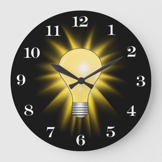 明るいアイディア電球(取り外し可能番号) ラージ壁時計 (正面)