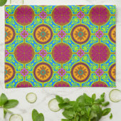 明るいアステカタイル キッチンタオル (折り畳み)