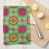 明るいアステカタイル キッチンタオル (四つ折り)