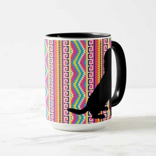 明るいアズテック人のストライプの黒い実験室 マグカップ (正面右)
