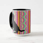 明るいアズテック人のストライプの黒い実験室 マグカップ (正面左)