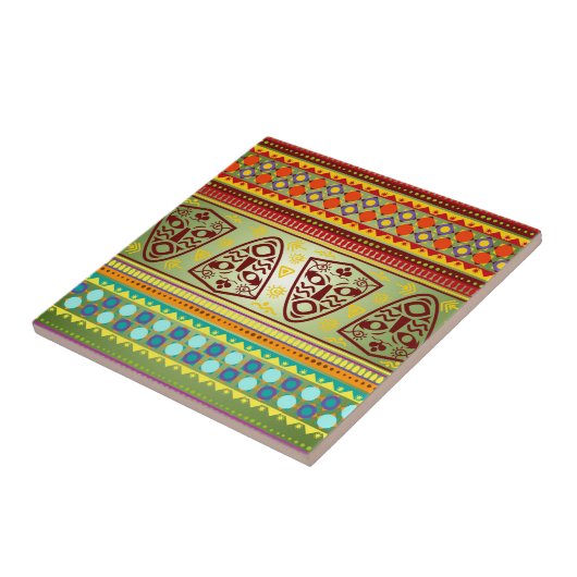 明るいアフリカのマスクの種族パターン タイル (側面)