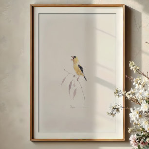 明るいアメリカの金魚の歌う水彩画 ポスター