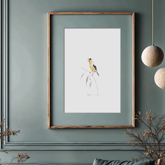 明るいアメリカの金魚の歌う水彩画 ポスター