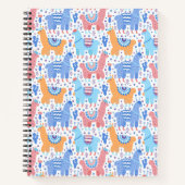 明るいアルカラフルパカのパターン ノートブック (正面)