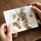 明るいアンバー色の目をした水彩の子猫のイラスト ポストカード