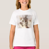 明るいアンバー色の目をした水彩の子猫のイラスト Tシャツ (正面)