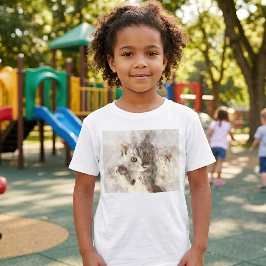 明るいアンバー色の目をした水彩の子猫のイラスト Tシャツ