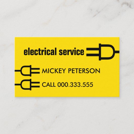 明るいイエローパワープラグ配線 名刺 (正面)