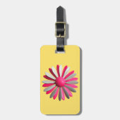 明るいイエローピンクファンキーのモダンレトロデイジー花 ラゲッジタグ (正面縦)