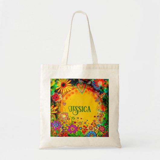 明るいイエローフローラカスタムインスピリシティトートバッグ トートバッグ (正面)