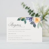 明るいイエローブルーフローラ結婚披露宴 エンクロージャーカード (スタンド正面)