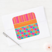 明るいイスラームのパターンとストライプ蔵書票: スクエアシール (封筒)