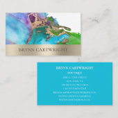 明るいインクが金ゴールドの葉で渦巻く芸術的 名刺 (正面/裏面)