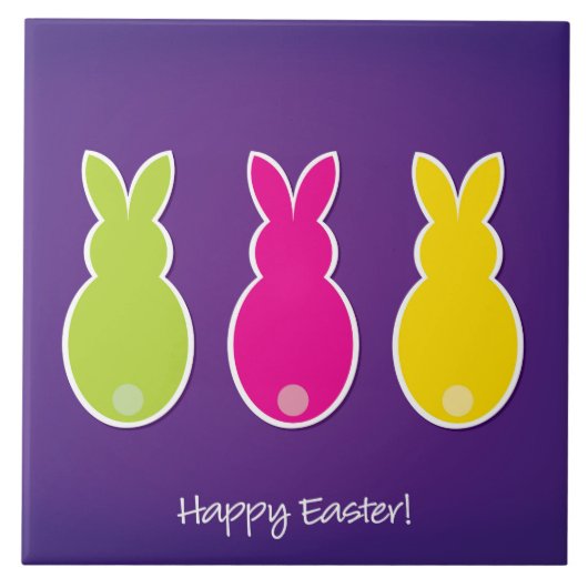 明るいイースターバニーシルエット タイル (正面)