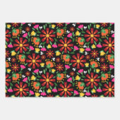 明るいエスニックフラワーフェスタメキシコ刺繍 ラッピングペーパーシート (正面)