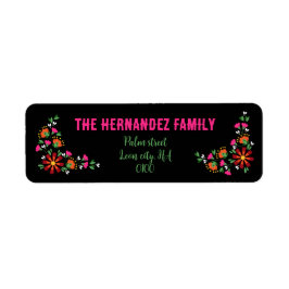 明るいエスニックフラワーフェスタメキシコ刺繍 ラベル