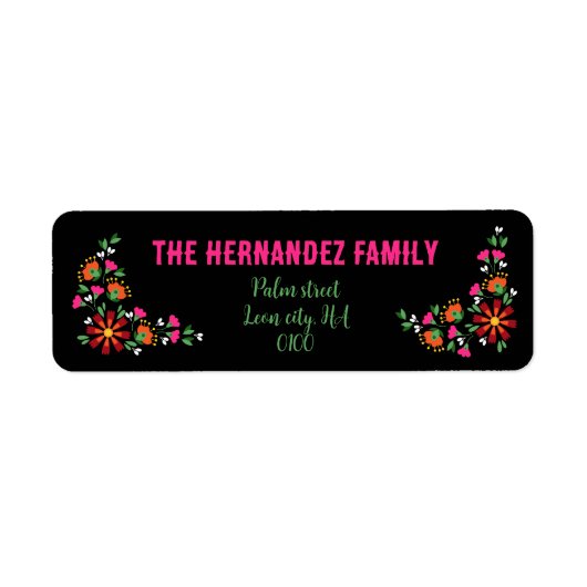 明るいエスニックフラワーフェスタメキシコ刺繍 ラベル (正面)