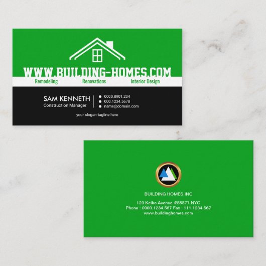 明るいエネルギッシュ·オーバーサイズ·ビジネス·ネーム·コントラクター 名刺 (正面/裏面)