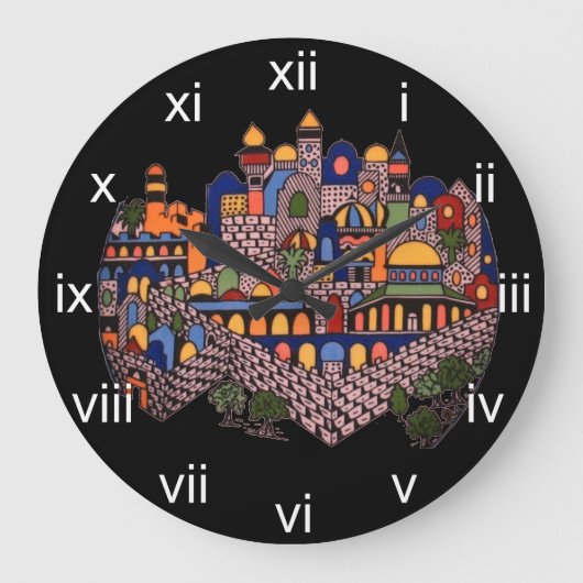 明るいエルサレムの壁時計 ラージ壁時計 (正面)