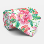 明るいエレガントピガーリーンクの花のパターン ネクタイ (ロール)