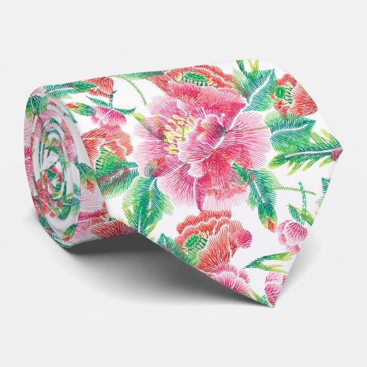 明るいエレガントピガーリーンクの花のパターン ネクタイ (ロール)
