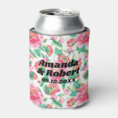 明るいエレガントピガーリーンクの花のパターン 缶クーラー (缶正面)