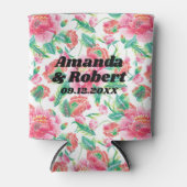 明るいエレガントピガーリーンクの花のパターン 缶クーラー (正面)