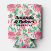 明るいエレガントピガーリーンクの花のパターン 缶クーラー (裏面)