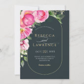 明るいエレガントピンクのフローラアーチ結婚式招待状 招待状 (正面)