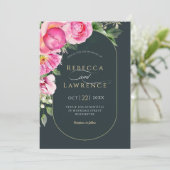 明るいエレガントピンクのフローラアーチ結婚式招待状 招待状 (スタンド正面)