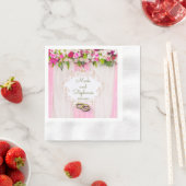 明るいエレガントピンクのフローラナプキン 縁ありカクテルナプキン (インサイチュ)