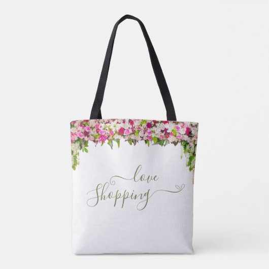 明るいエレガントピンクのフローラミニマル トートバッグ (裏面)