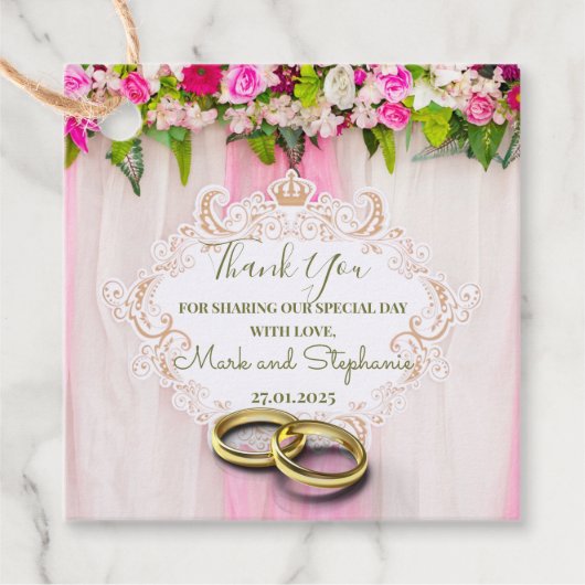 明るいエレガントピンクのフローラ フェイバータグ (正面)