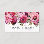 明るいエレガントピンクの花の名刺 名刺 (正面)