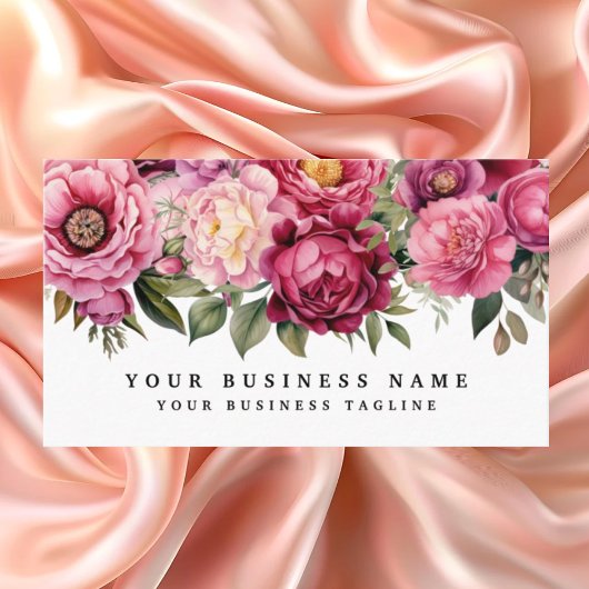 明るいエレガントピンクの花の名刺 名刺
