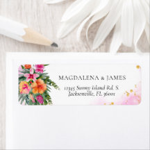 明るいエレガントピンクオレンジ熱帯島フローラ