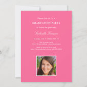 明るいエレガントピンクカスタム色の写真卒業パーティー 招待状 (裏面)