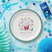 明るいエレガントフォークファームフローラバーディベビーシャワー ペーパープレート (パーティー)