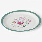 明るいエレガントフォークファームフローラバーディベビーシャワー ペーパープレート (アングル)