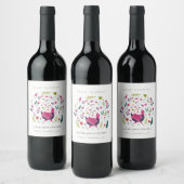 明るいエレガントフォークファームフローラバーディベビーシャワー ワインラベル (ボトル)
