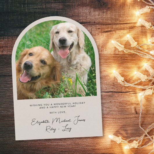 明るいエレガントメリーアーチフォトクリスマスカード 招待状