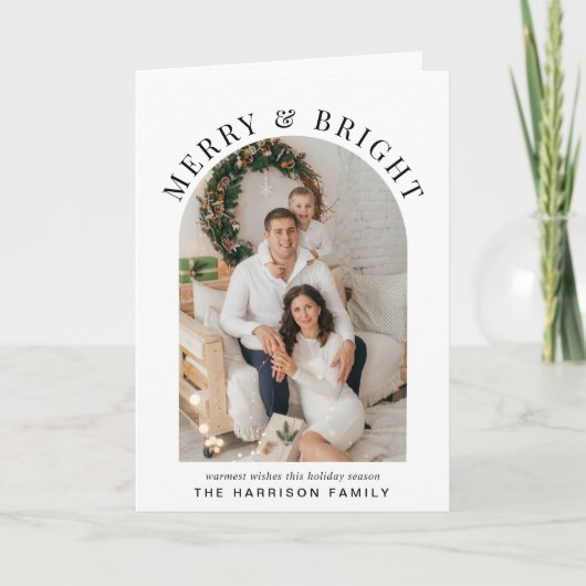 明るいエレガントメリーアーチ写真クリスマス カード (正面)