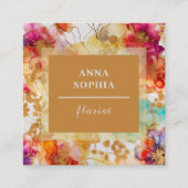 明るいエレガント抽象芸術フローラ スクエア名刺 (正面)