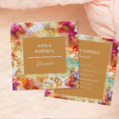 明るいエレガント抽象芸術フローラ スクエア名刺