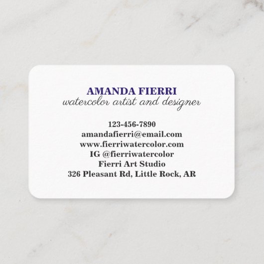 明るいエレガント水彩画カラフル家 名刺 (裏面)