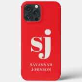 明るいエレガント赤モノグラムイニシャル Case-Mate iPhoneケース (裏面)