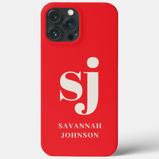 明るいエレガント赤モノグラムイニシャル Case-Mate iPhoneケース (裏面)