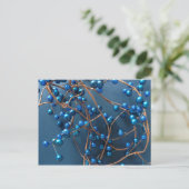 明るいエレガント青のクリスマスウィンターベリー シーズンポストカード (スタンド正面)