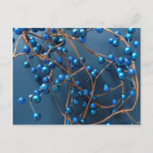 明るいエレガント青のクリスマスウィンターベリー シーズンポストカード (正面)